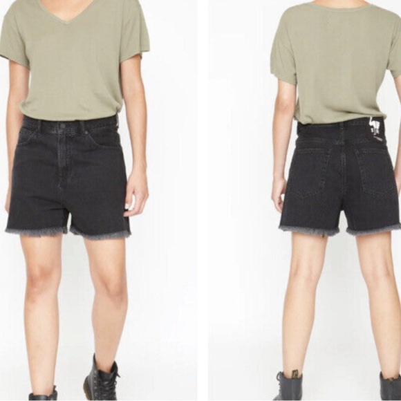 NWT Free People Sandrine Rose Black Frayed Jean Shorts